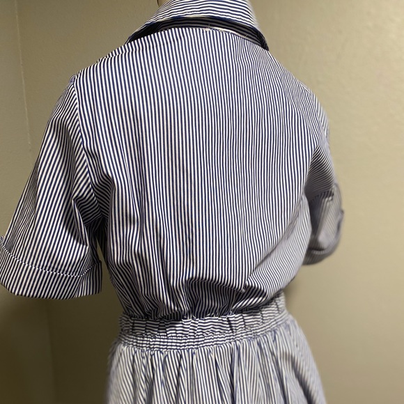 HP3/8 Striped Button Down Dress w/ Cutout at Waist - Picture 7 of 8